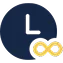 Clock with infinity symbol replacing the minute hand